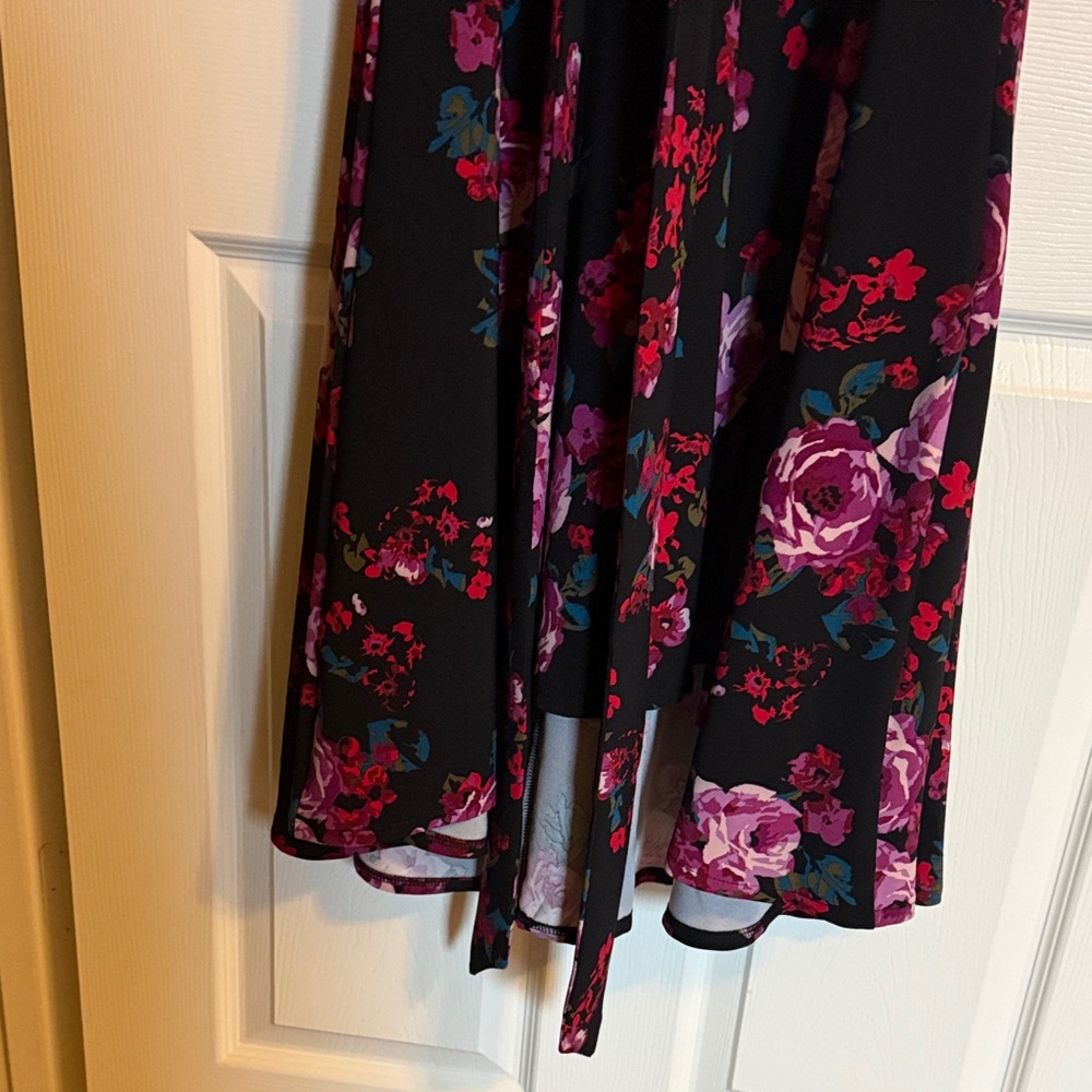 Lane Bryant Black and Purple Floral Midi Dress - Picture 2 of 8